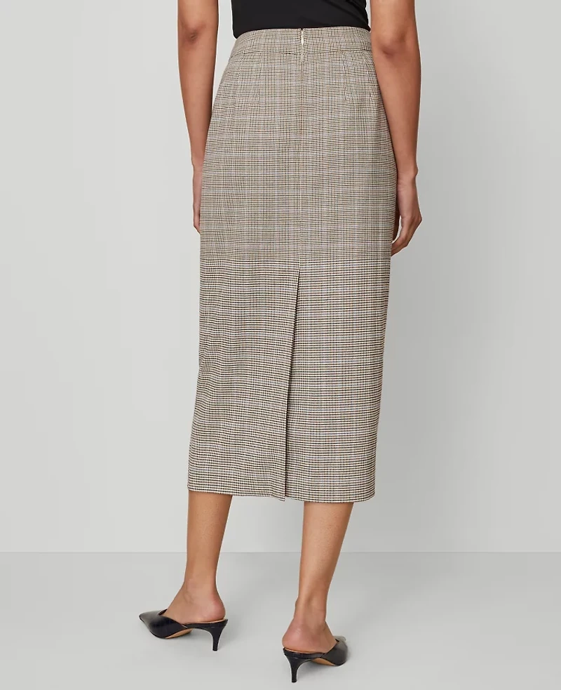 Ann Taylor The Clean Pencil Skirt Plaid Copper/Cream Multi Women's