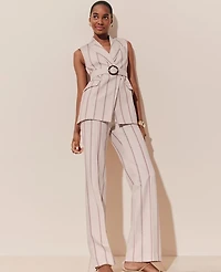 Ann Taylor The Petite Jayne Trouser in Pinstripe Size 00 Flax Women's