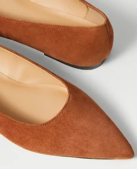 Ann Taylor Weekend Collection Pointy Toe Suede Ballet Flats Spice Brown Women's