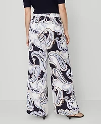 Ann Taylor The Modern Wide-Leg Trouser Pant Paisley Satin Night Sky Women's
