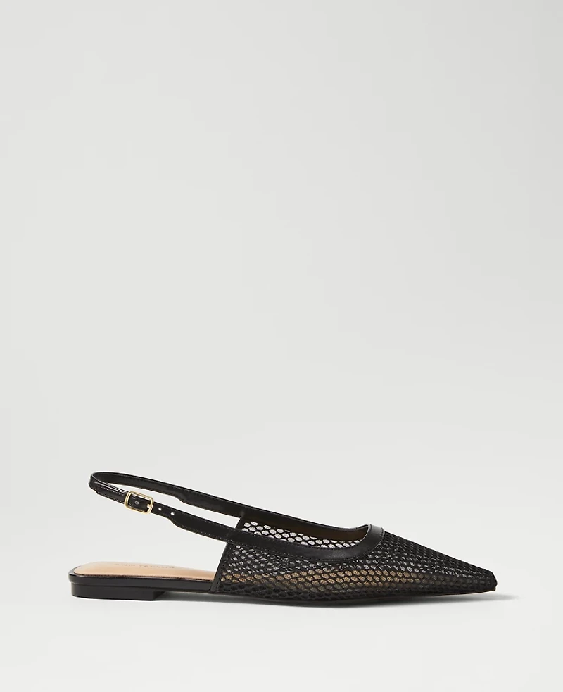 Ann Taylor Mesh Nip Toe Slingback Flats Women's