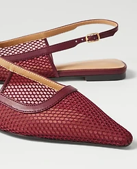 Ann Taylor Mesh Nip Toe Slingback Flat Windsor Wine Women's