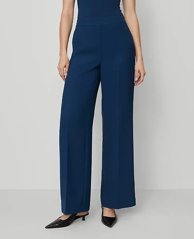 Ann Taylor The Petite Wide-Leg Pant Fluid Crepe — Curvy Fit Moonlit Backdrop Women's