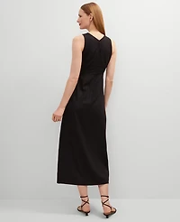 Ann Taylor Petite Linen Blend V-Neck Wrap Dress Size 00 Black Women's