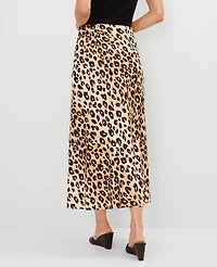 Ann Taylor Petite Animal Print Linen Blend Bias Slip Skirt Size Medium _Black Women's