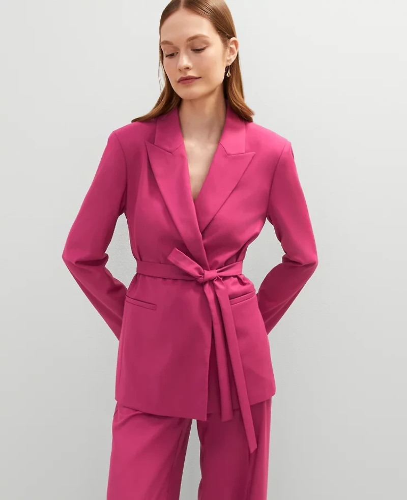 Ann Taylor The Petite Belted Blazer Berry Splash Women's