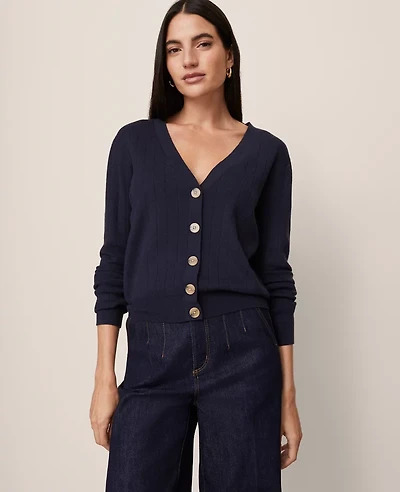Ann Taylor Ribbed Wedge Cardigan Women's