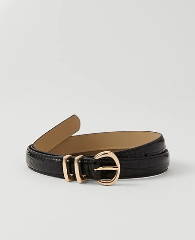 Ann Taylor Skinny Croco Belt Black Women's