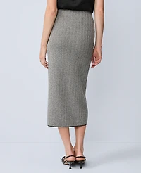 Ann Taylor Herringbone Floral Jacquard Sweater Skirt Black Women's