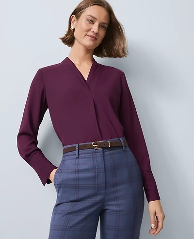 Ann Taylor Pleat Neck Blouse Women's