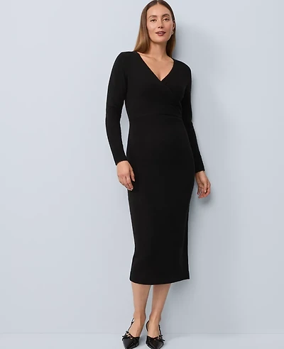 Ann Taylor Wrap Sweater Sheath Dress Black Women's