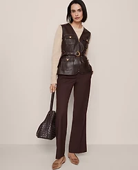Ann Taylor Petite Belted Faux Leather Vest Pure Chocolate Women's