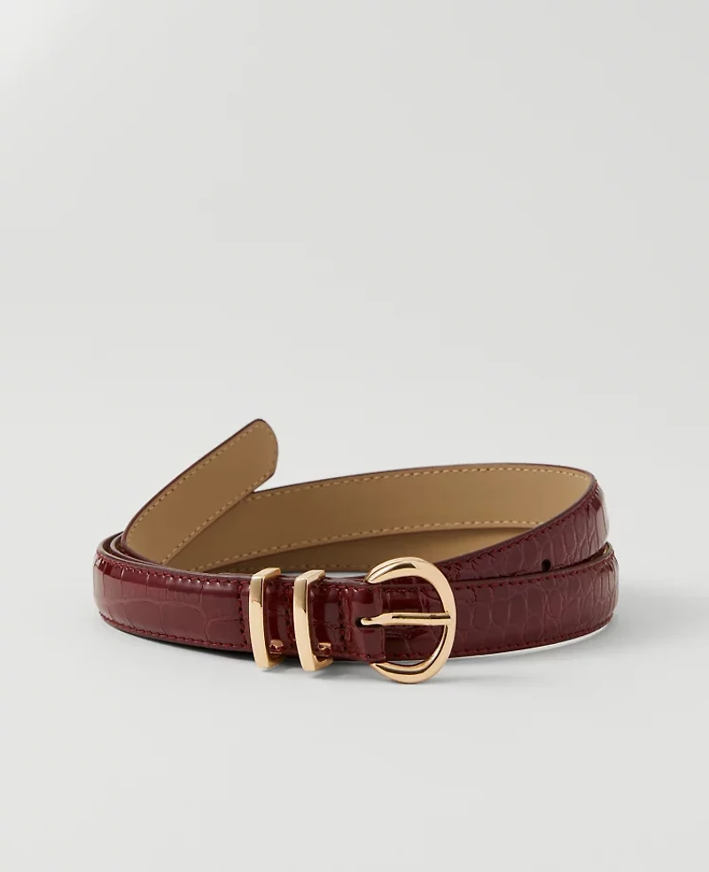 Ann Taylor Skinny Croco Belt Windsor Wine Women's