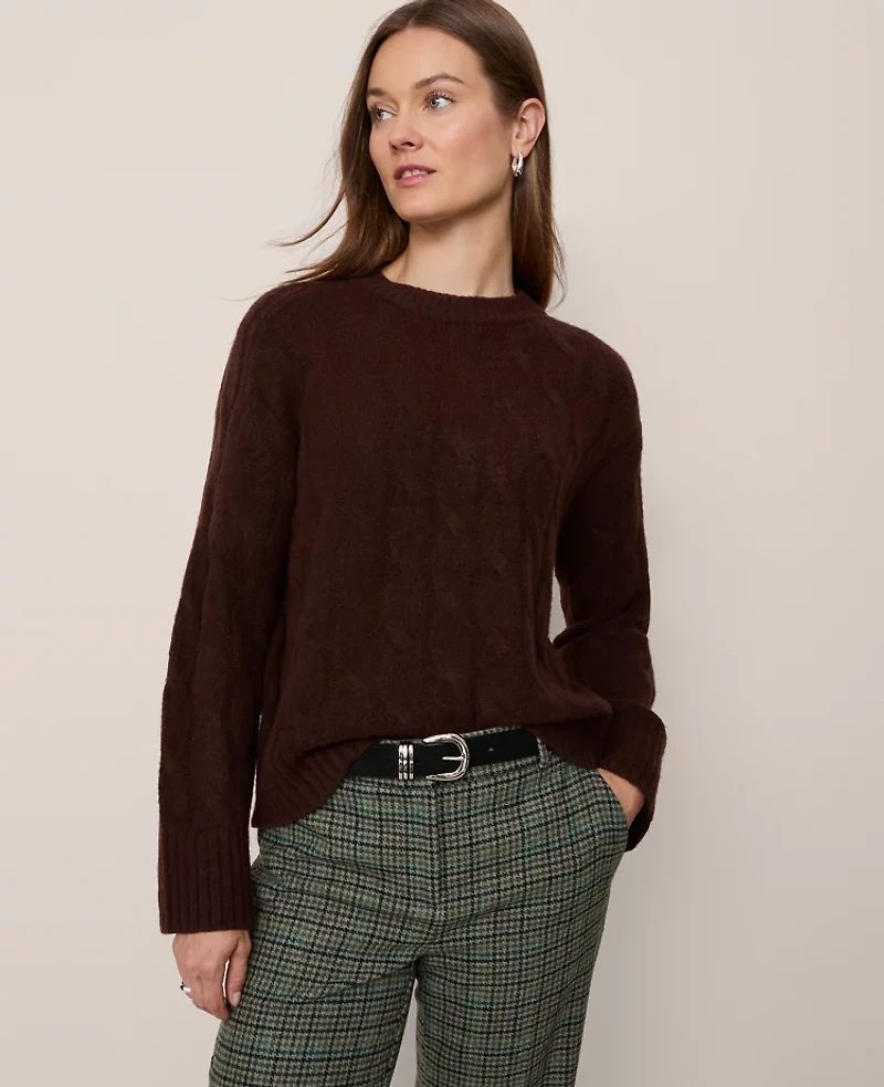 Ann Taylor Cable Crew Neck Sweater Women's