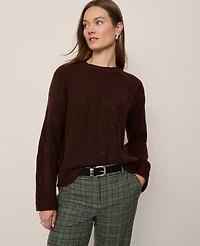 Ann Taylor Cable Crew Neck Sweater Women's