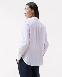 Ann Taylor Striped Relaxed Perfect Shirt Faint Lilac Women's