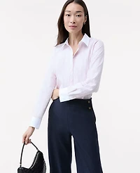 Ann Taylor Striped Relaxed Perfect Shirt Faint Lilac Women's