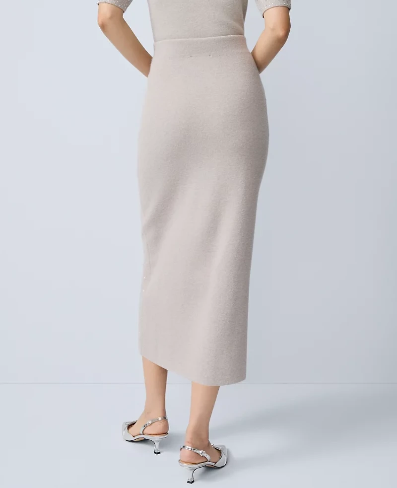 Ann Taylor Embellished Sweater Skirt Medium Light Heather Grey Women's