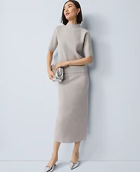 Ann Taylor Embellished Sweater Skirt Medium Light Heather Grey Women's