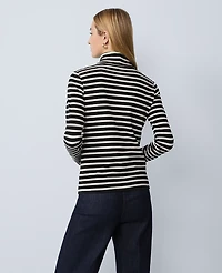 Ann Taylor Weekend Collection Striped Turtleneck Top Black Women's