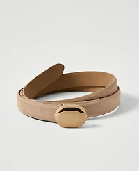 Ann Taylor Suede Oval Buckle Belt Natural Tan Women's
