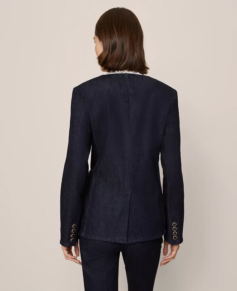Ann Taylor Denim Split Hem Jacket Classic Rinse Wash Women's