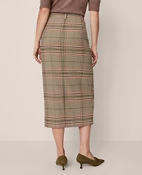 Ann Taylor The Trouser Column Midi Skirt Plaid Pure Chocolate Women's