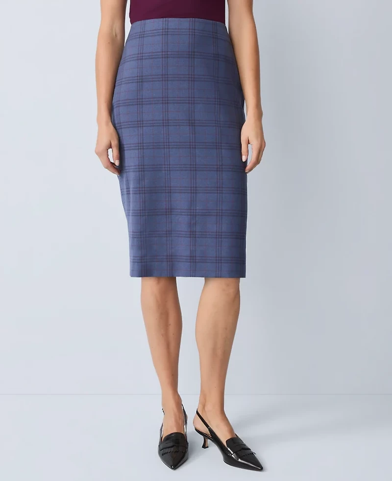 Ann Taylor The Pencil Skirt Plaid Blue Multi Women's