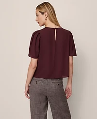 Ann Taylor Puff Sleeve Blouse Poised Plum Women's