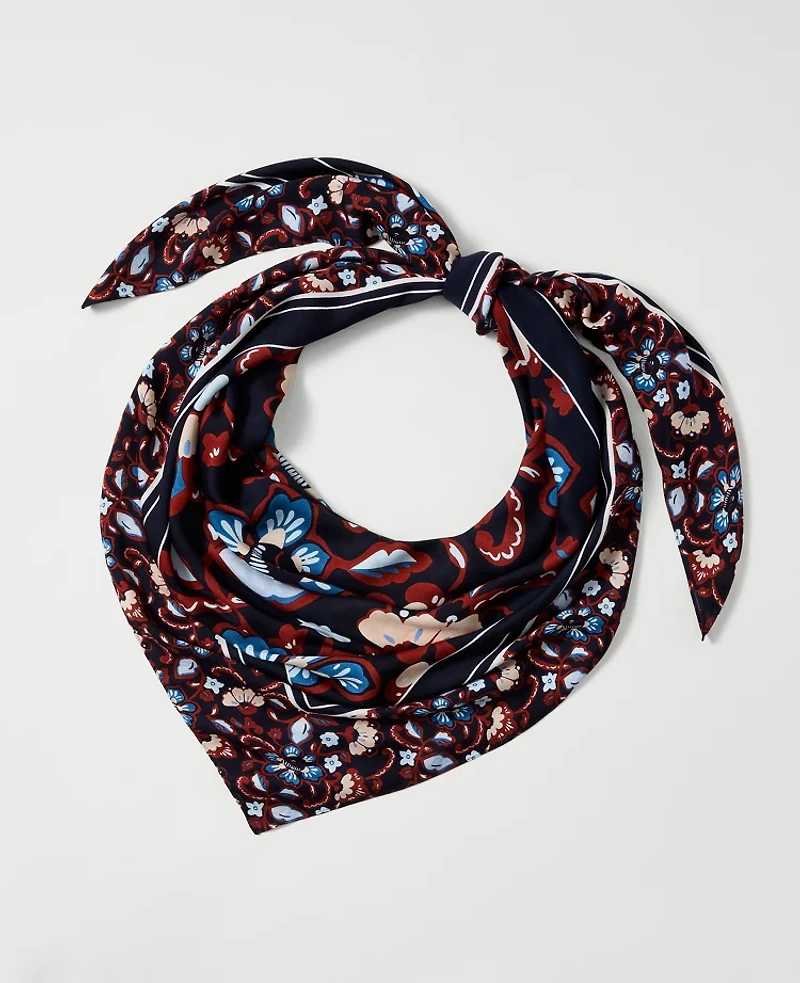 Ann Taylor Floral Square Scarf Night Sky Women's