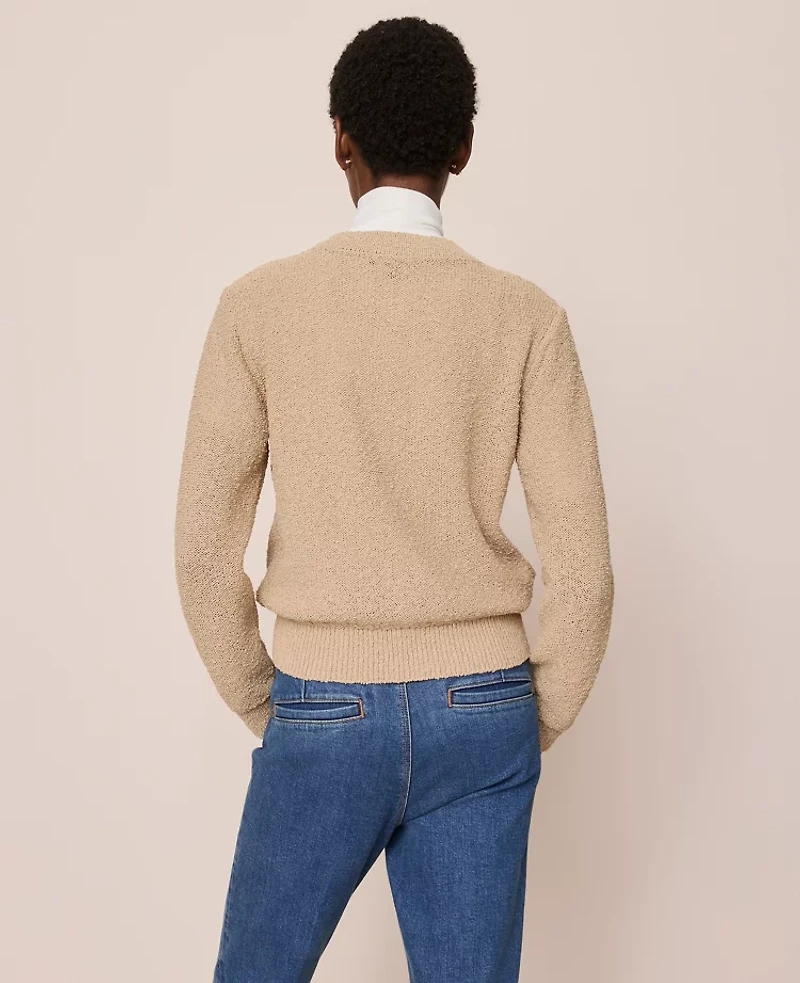 Ann Taylor Bouclé Crew Neck Cardigan Women's