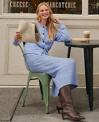 Ann Taylor Weekend Collection Pointelle Cardigan Size Large Peaceful Periwinkle Women's