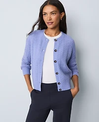 Ann Taylor Weekend Collection Pointelle Cardigan Size Large Peaceful Periwinkle Women's