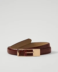 Ann Taylor Embossed Leather Belt Saddle Brown Women's