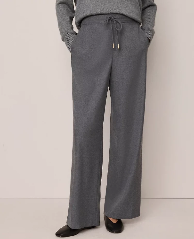 Ann Taylor Weekend Collection Wide-Leg Jogger Pant Dusk Grey Melange Women's