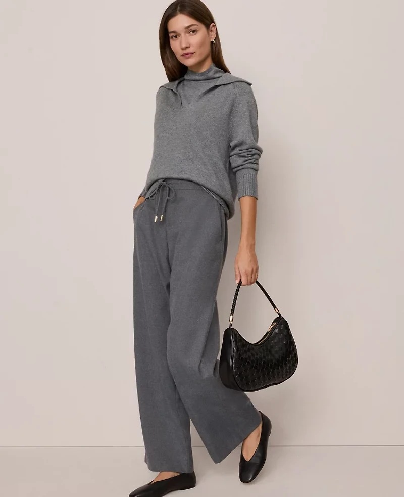 Ann Taylor Weekend Collection Wide-Leg Jogger Pant Dusk Grey Melange Women's