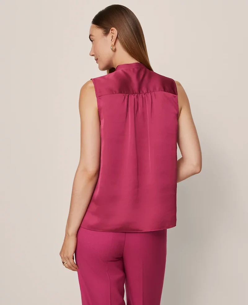 Ann Taylor Satin Ruffle Sleeveless Blouse Women's