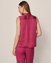 Ann Taylor Satin Ruffle Sleeveless Blouse Women's