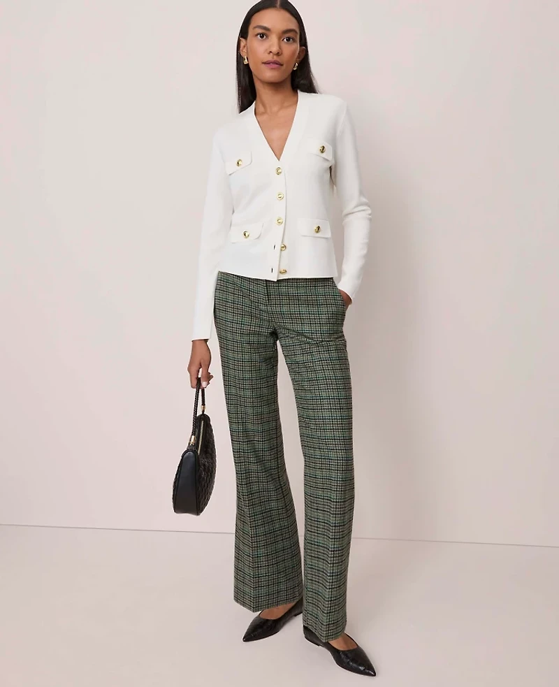 Ann Taylor The Jayne Pant Houndstooth Muted Moss Women's