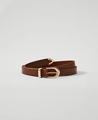 Ann Taylor Skinny Leather Belt Rich Cognac Women's