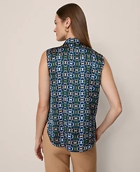 Ann Taylor Chain Link Print Sleeveless Shirt Moonlit Backdrop B Women's