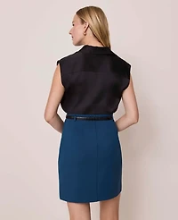 Ann Taylor Petite Ponte Belted A-Line Skirt Moonlit Backdrop Women's
