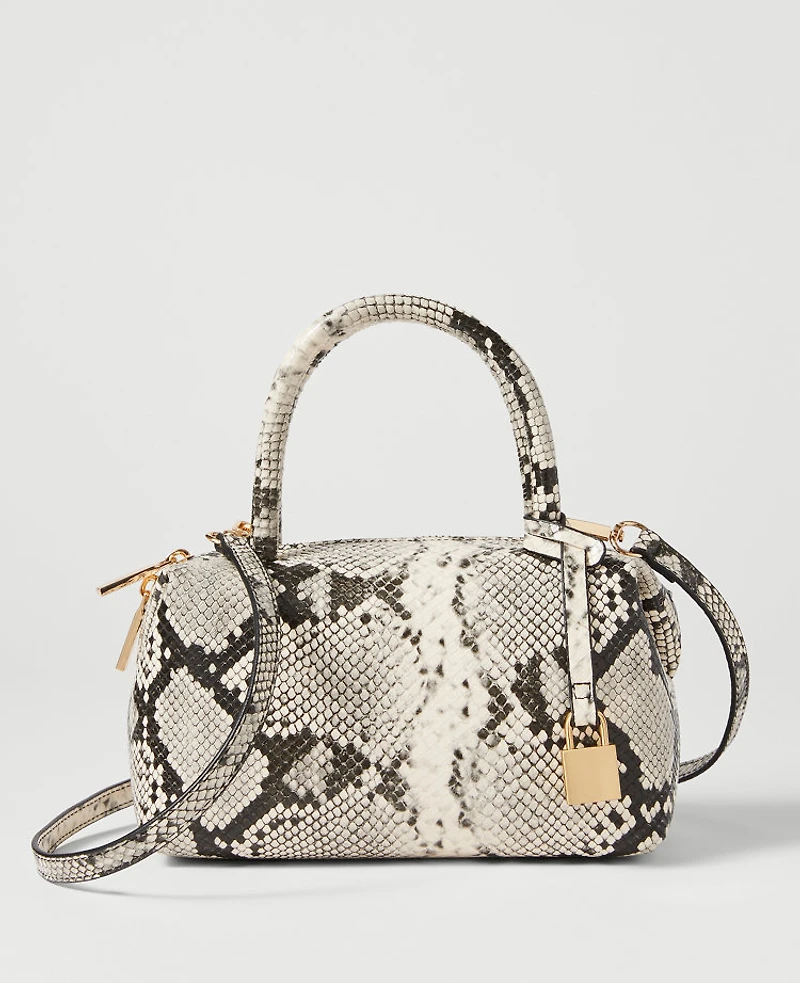 Ann Taylor Snake Print Mini Crossbody Bag Black Women's