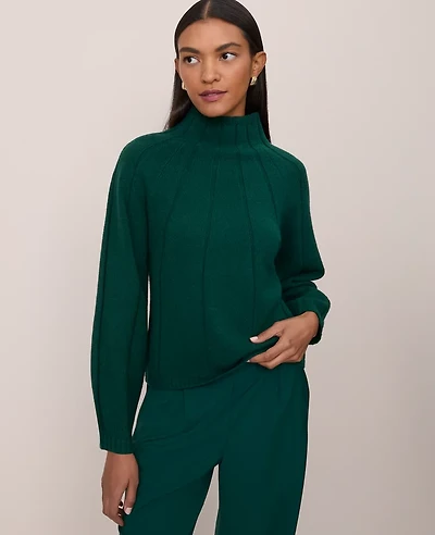 Ann Taylor Contrast Stitch Turtleneck Sweater Women's