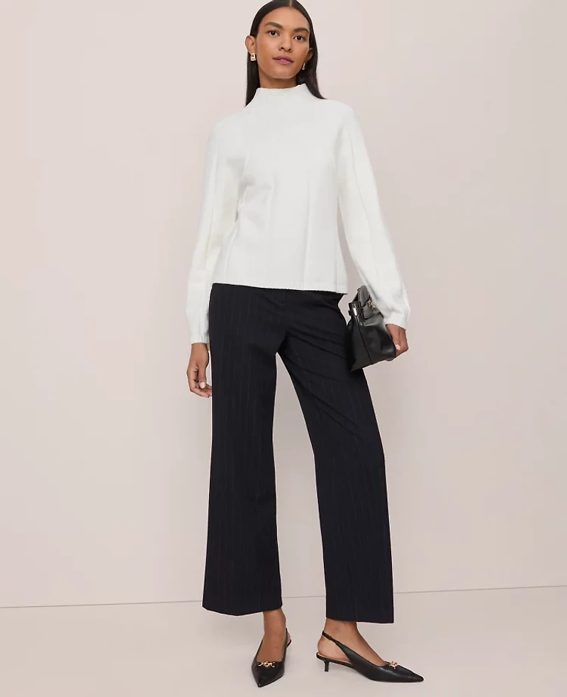 Ann Taylor Contrast Stitch Turtleneck Sweater Women's