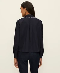 Ann Taylor Scallop Trimmed Shirt Women's