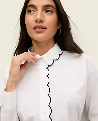 Ann Taylor Scallop Trimmed Shirt Women's