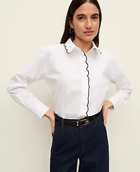 Ann Taylor Scallop Trimmed Shirt Women's