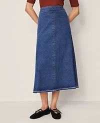 Ann Taylor Weekend Collection Denim Midi Skirt Indigo Wash Women's