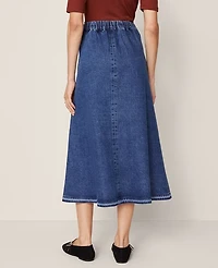 Ann Taylor Weekend Collection Denim Midi Skirt Indigo Wash Women's